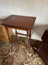 Antique Oak? Side End table With Barley twist Legs and Piecrust Edge Furniture