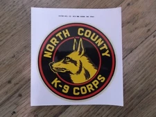 VINTAGE NORTH COUNTY K-9 CORPS PATCH DECAL 3 1/2"  CALIFORNIA 1974 NOS