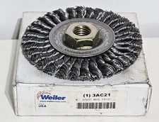 Weiler 13131 ROUGHNECK 4" Stringer Bead Wire Knot Wheel, .020", 5/8"-11 Nut  