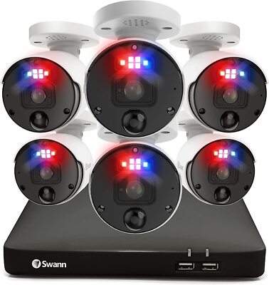 Swann Enforcer CCTV Kit NVR 8780 4K UHD 2TB 6 x Bullet Flash Kameras NVK-889906