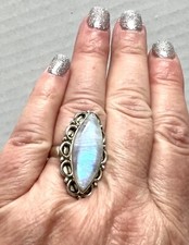 Rainbow Moonstone Ring 925 Sterling Silver Size 7 Good Quality 8g Ex Cond