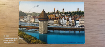 Postkarte Luzern Kapellbrücke und Wasserturm ungel_21