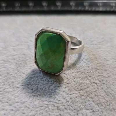 Barse Sterling 925 grüner facettierter Stein Ring Retro Vintage siehe Bilder 