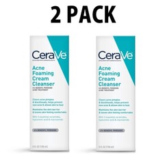 CeraVe, 2 PACK, Acne Foaming Cream Cleanser 4 Benzoyl Peroxide, 5 oz each
