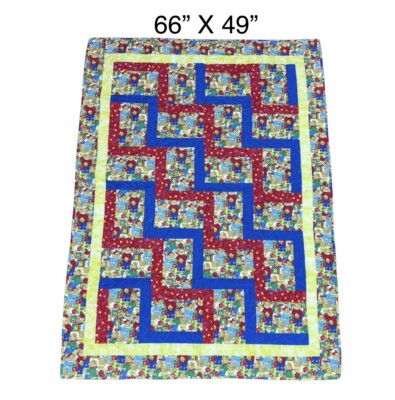 Vintage Teddy Bears ABC 123 Quilt-Like Patchwork Throw Blanket size 69  X 49 