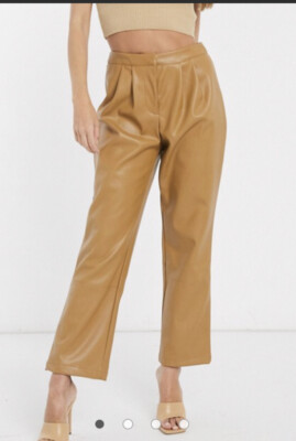 Vero Moda leather look trousers Tobacco Uk Size L 12-14