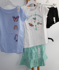 4 PC SET Girls Size 5 Jumping Beans Tops Shorts Skirt Lot NEW NWT Butterfly