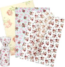 Floral Tissue Paper 20X28 In, Vintage Rose Gift Wrapping Tissue Paper for Gift B