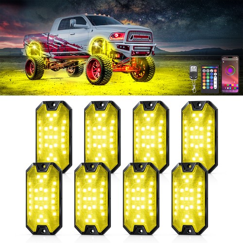 RGBW LED Rock Lights, 8/12/16 Pods Waterproof Car Underglow Kit Wheel Well Light - Picture 19 of 50
