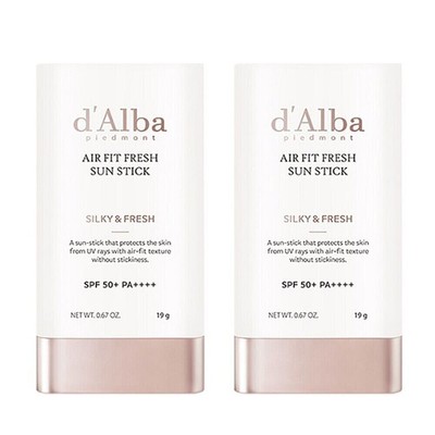 d'Alba Air Fit Fresh Sun Stick SPF50+ PA++++ 19g x 2ea   Lightweight Vegan Sunsc