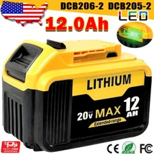 Pack For DeWalt 20V 20 Volt Max XR 12.0AH Lithium-Ion Battery DCB206-2 DCB205-2