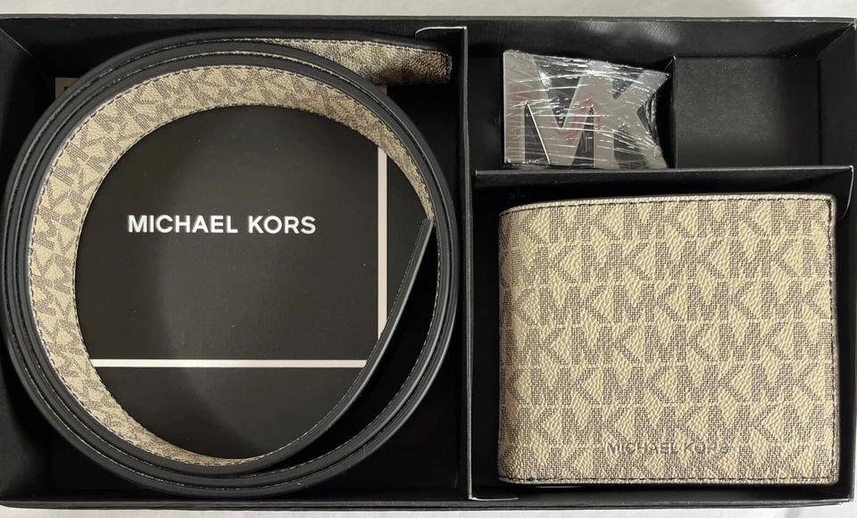 Michael Kors Hombre Cartera Cinturón Reversible MK Signature 3 en 1 Set de Regalo Foto 4 de 4