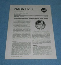 1995 NASA Facts STS-74 Space Shuttle Atlantis...