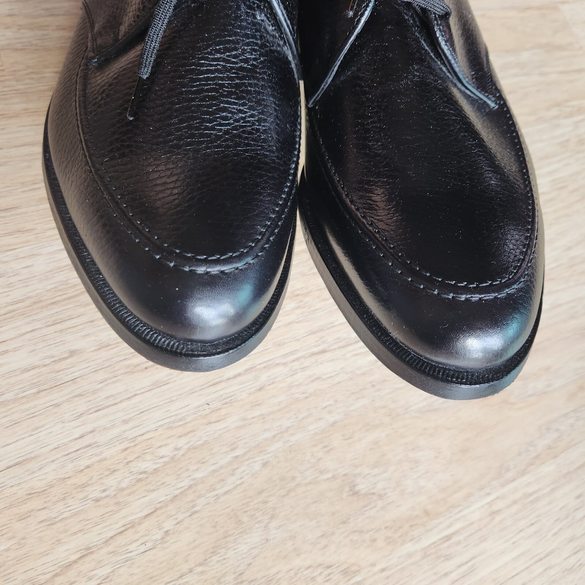 NWoB E.T. Wright Black Pebbled Leather Derby Oxford Dress Shoes Lace-Up The Martin Wholecut - Nero Black – Paul Evans main image 4