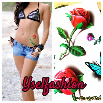 Download Usa 2 Pcs 3d Waterproof Temporary Tattoo Body Art Rose Flower Butterfly Tattoo Ebay