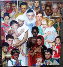 NORMAN ROCKWELL THE GOLDEN RULE Wrapped Canvas Print 14.5" x 16" Do Unto Others