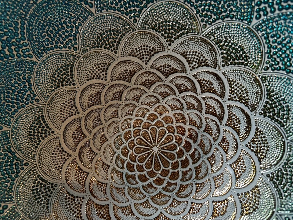 Green And Silver Decorative Glass Bowl eBay