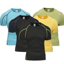Men's Running T-Shirt Summer Sportswear Gym Fitness Elastic Compression Top Gift