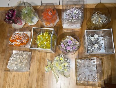 Lot Of 12 Bouquet Quinceanera Bridal Package Flower/ Beaded Ramo De Novia/Quince