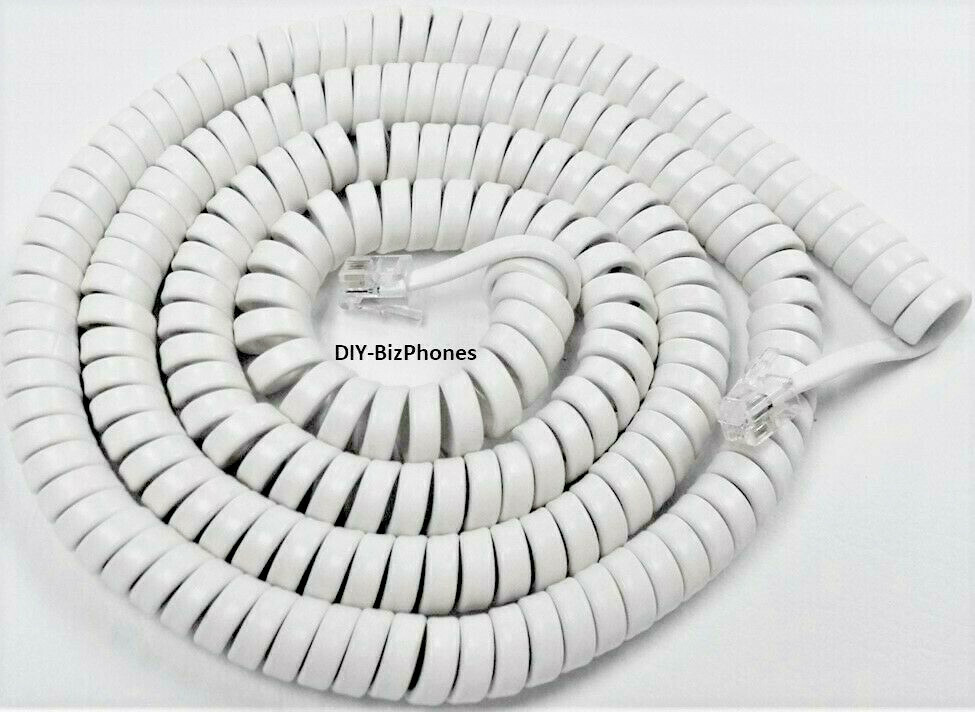 5-Pack Lot Bright White 25Ft Phone Long Handset Cord 4P4C Curly Coil Landline