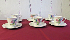 6 tasses a café à moka en faïence de Lunéville KG réverbère 3 décors