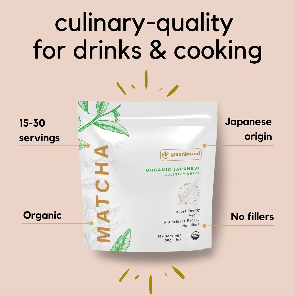 🍵100% Pure Organic Macha Green Tea Powder Japanese Culinary Grade