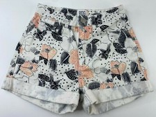 BDG Urban Outfitters Mom Shorts Womens 24 White Floral Denim Cuffed Boho
