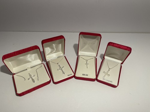lotto di 4 croci con ogni catena in argento sterling 18" - Foto 3 di 9