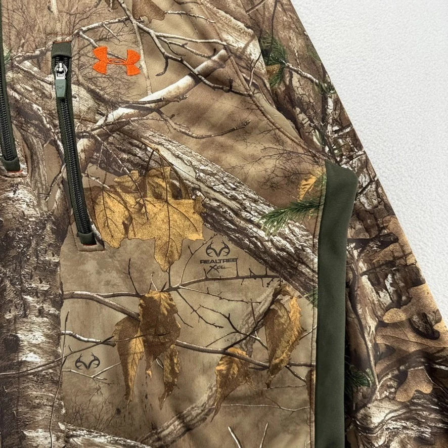 Under Armour Cuarto Cremallera Para Hombre XL Marrón Verde Camuflaje Realtree Caza Por Todas Partes Foto 3 de 4