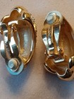 VTG Swarovski Large Earrings Clip On Pave Crystals Gold Plated 80's Swan Signed — photo 4