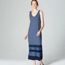 Pure Jill Blue PJ Tie Dyed Sleeveless V Neck Knit Maxi Dress Size 1X