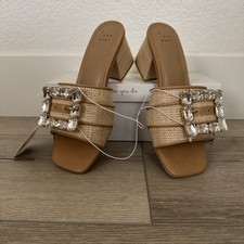 Women's Kathleen Raffia Buckle Block Heels - A New Day