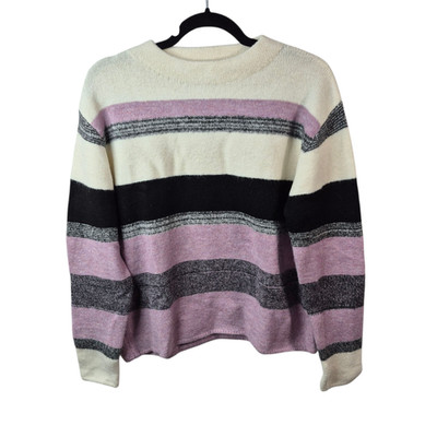 Rain Rose Sweater Womens S Purple Fuzzy Pullover Long Sleeve Stretch Top