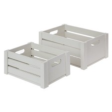 Gray Wood  Wire Storage Basket Set W/ Handles Set of 2