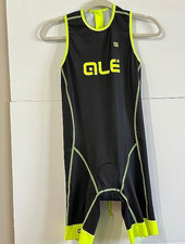 ALE Mens Cycling Trisuit EUC One Piece Sleeveless Back Zip Black Yellow Size L