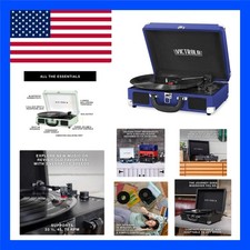 Journey Bluetooth Suitcase Record Player - Portable 3-Speed Vinyl Player in C...