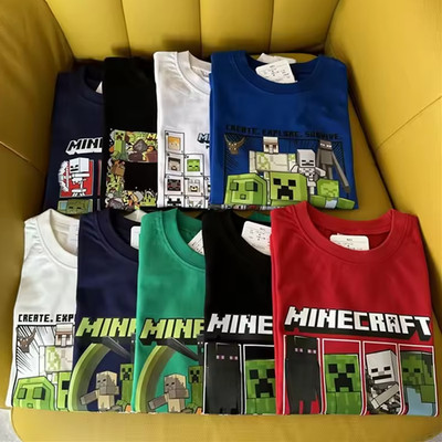 MINECRAFTS 2025 Summer Cartoon Short Sleeve T-Shirt Unisex Kids Cotton JAPAN NEW