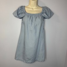 Reformation A-line Off Shoulder Chambray Linen Blend Mini Dress Romantic Sz XS