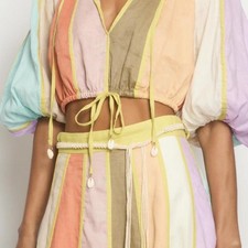 Zimmermann Lola Pannelled Skirt and Top 2 piece SET Size 1 10AU/UK-6US Linen