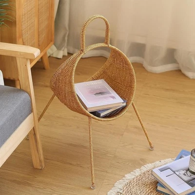 Magazine Rack Display Stand Books Storage Woven Basket for Coffee Shop Hotel - Image 1 of 4