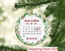 First Christmas Ornament Married Personalized Wedding Gift for Couple Wedding...