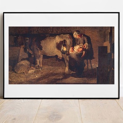 Kunstdruck Segantini Die zwei Mütter Wandbild Giclée Poster Mutter und Kind