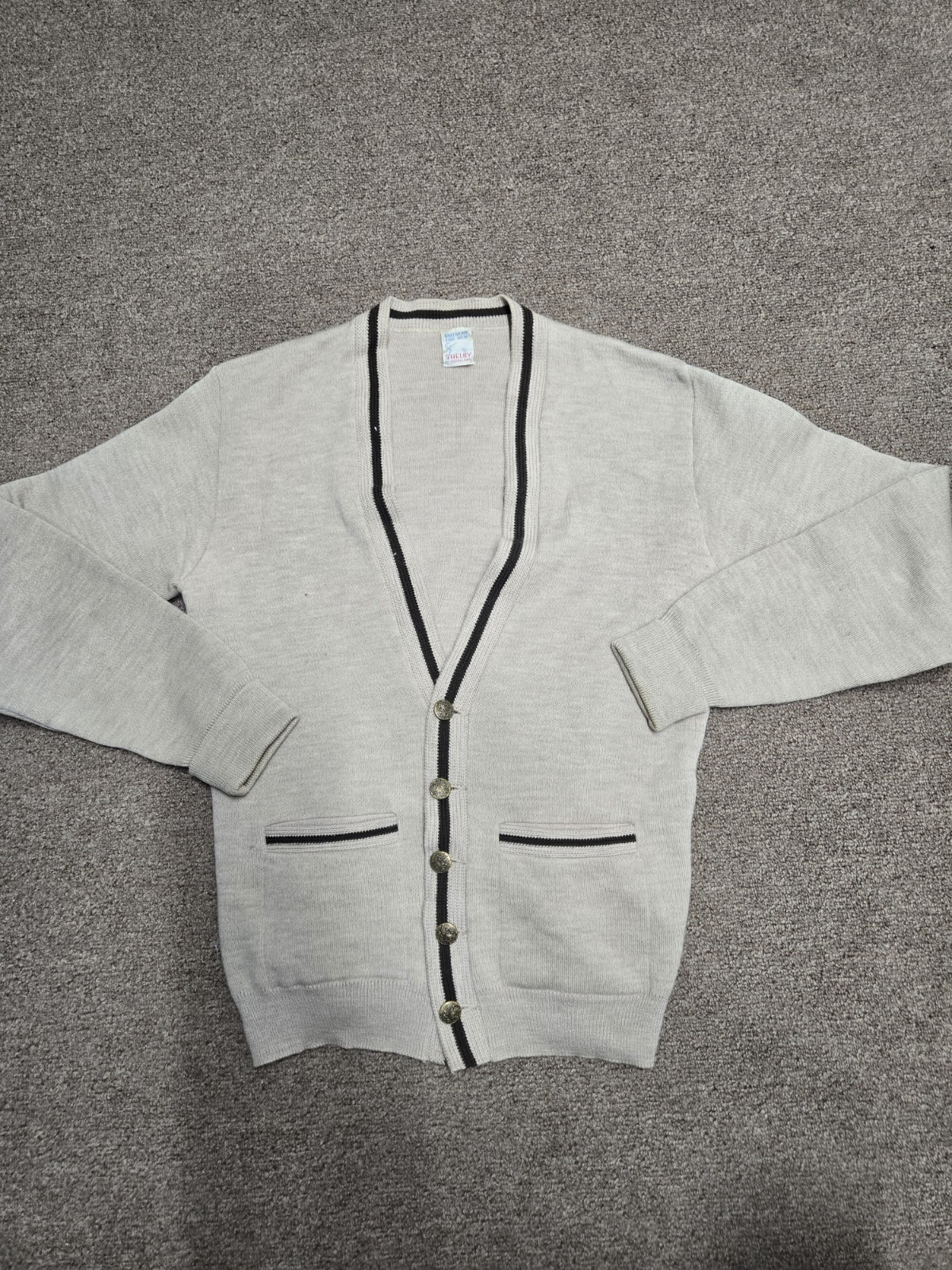 Vintage Cardigan Sweater Shelby Superlamb Size Large Brown Beige Grunge 60s