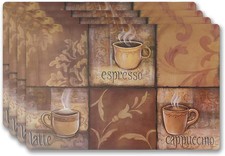 Vinyl Rectangular Placemats Set of 4 - Non Slip Place Mats Ideal for Indoor and