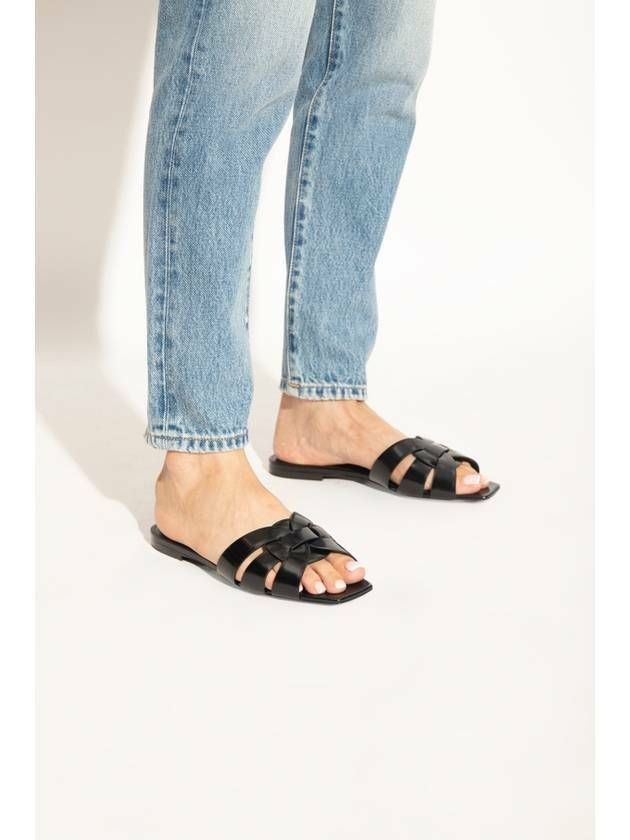 Saint Laurent Tribute Flat Mule pelle lucida 571952 AAAZY 1000 133033088