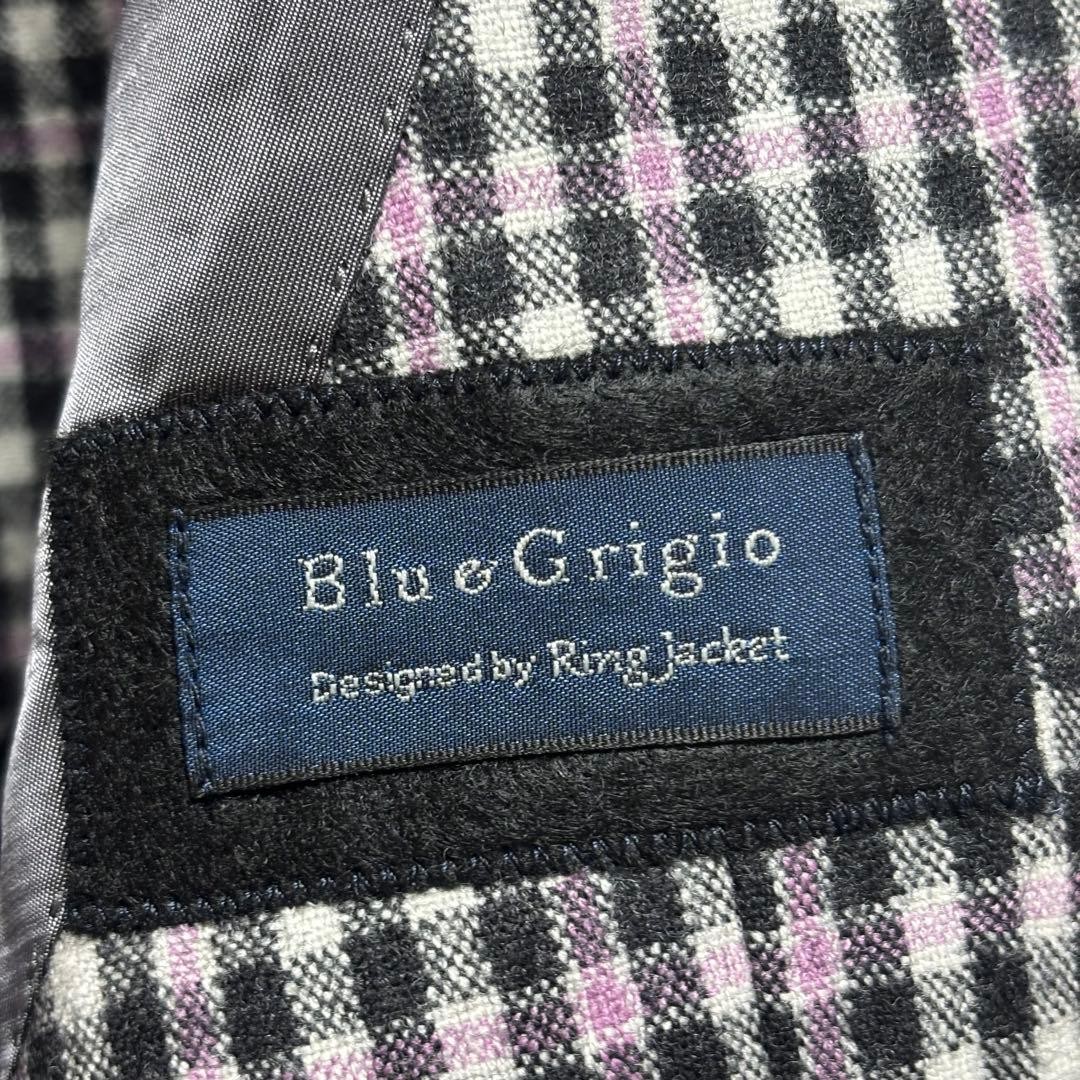 RING JACKET Navy Check Pattern Tailored Jacket - image 10