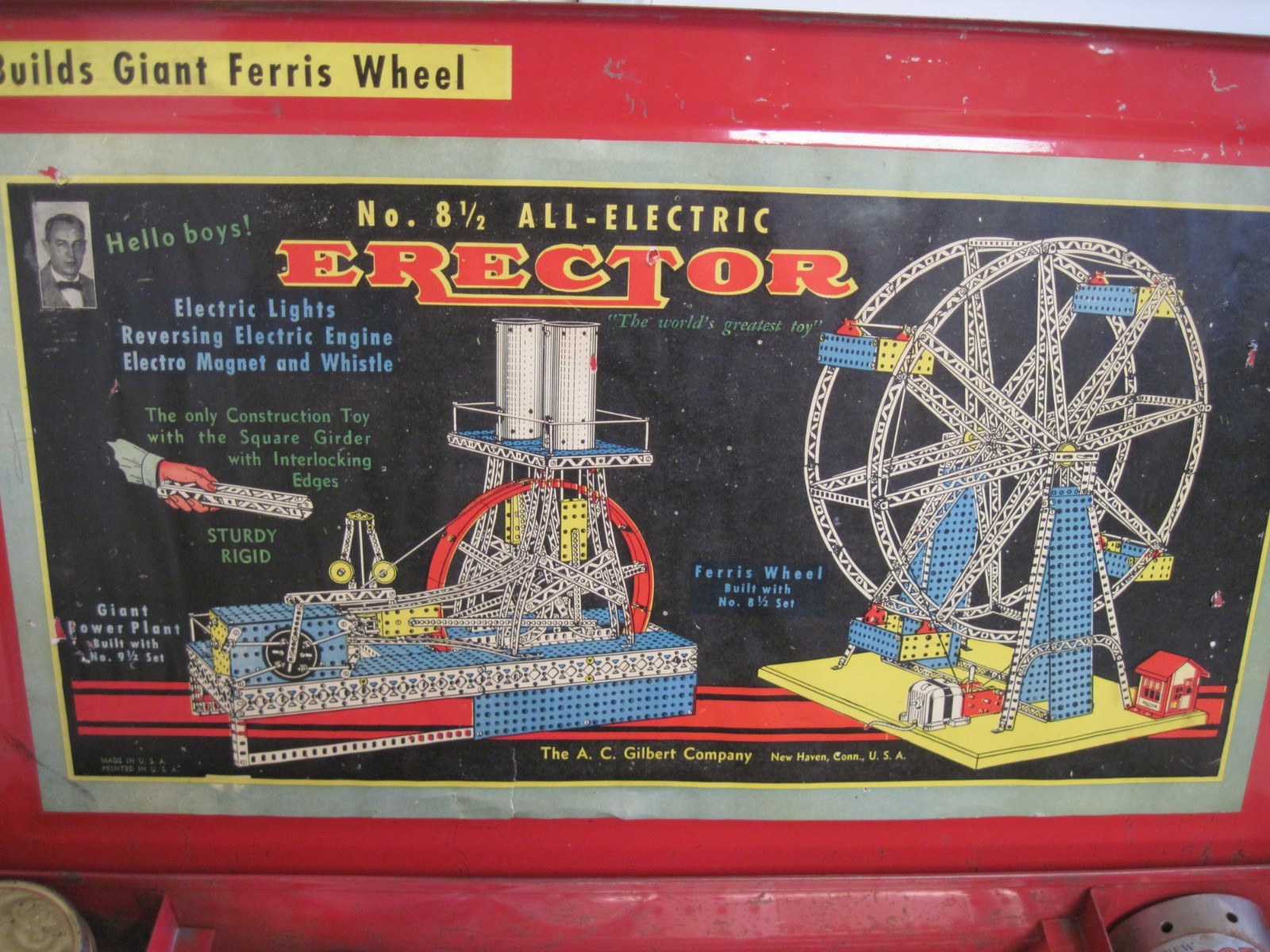 VINTAGE 1938 ERECTOR SET 8 1/2 BUILDS GIANT FERRIS WHEEL