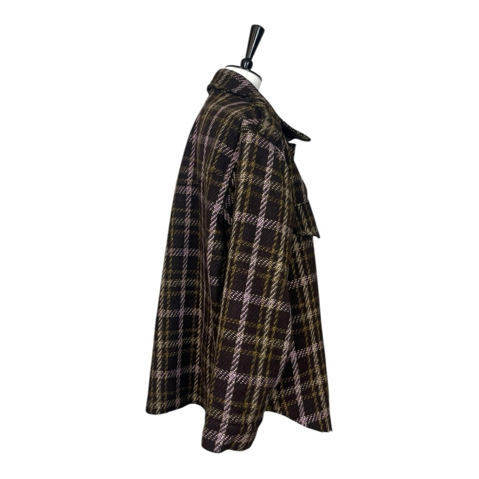 Eesome Jacket Collared Button Closure Brown Pink … - image 3