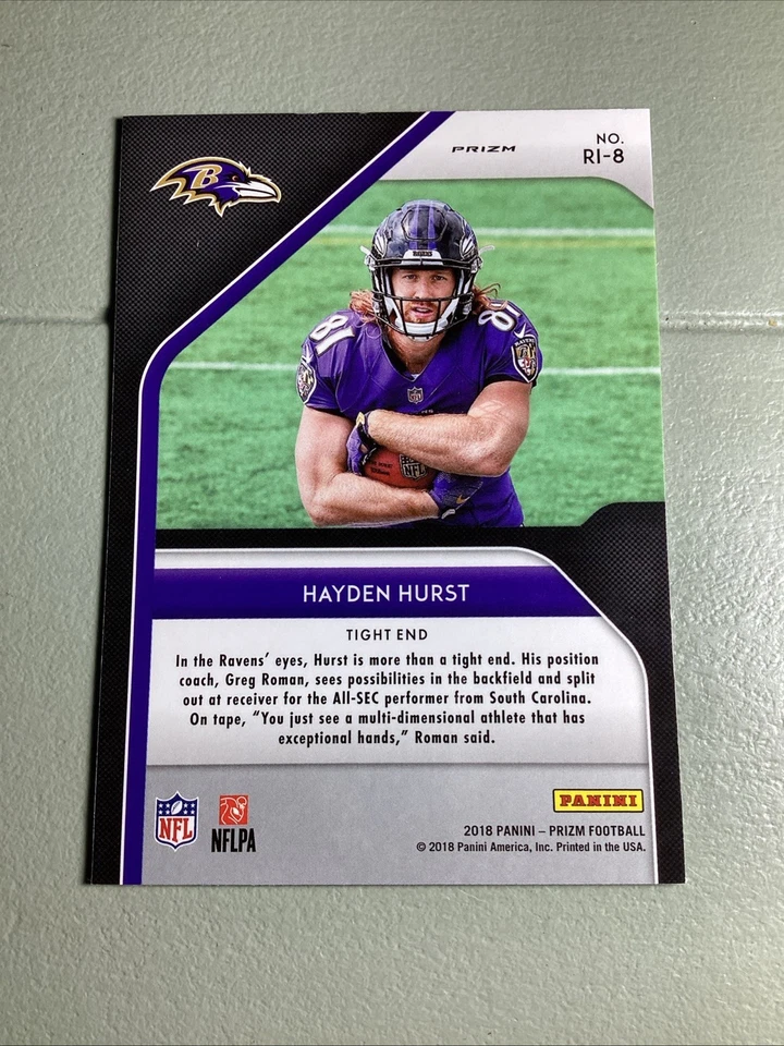 2018 Panini Prizm Hayden Hurst RC Ravens #RI-8 - Image 2 of 2