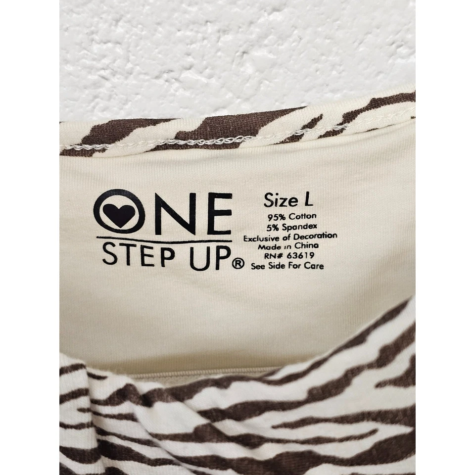 Camiseta sin mangas Y2K One Step Up Cami años 90 talla L sujetador acolchado incorporado estampado animal neutro Foto 3 de 4